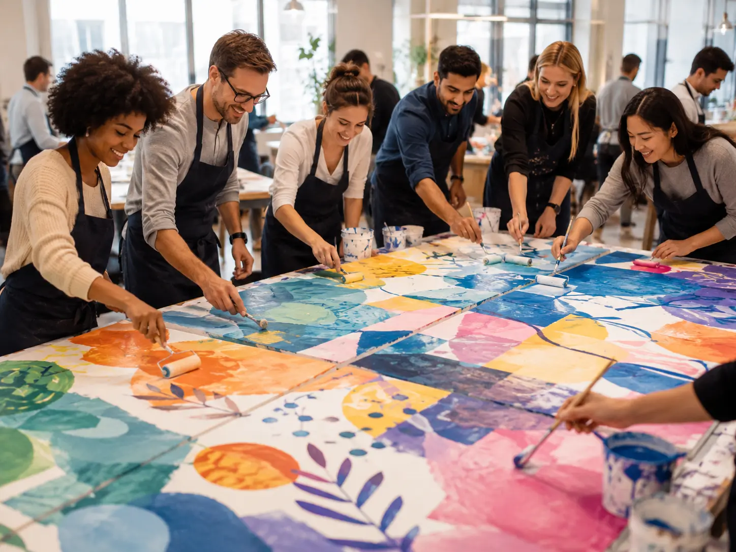 Fresque Collective XXL — animation d'entreprise créatif en intérieur
